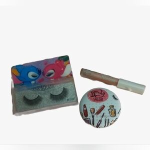 Girabella MINK 6D Lashes, 3D plumping Lip Gloss,Cosmetic Mirror.